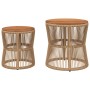Garten-Beistelltische 2 Stück beige Rattan-Holzoberfläche von , Gartentische - Ref: Foro24-366293, Preis: 161,17 €, Rabatt: %