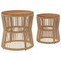 Garden side tables 2 pieces beige rattan wooden surface by , Garden tables - Ref: Foro24-366293, Price: 162,18 €, Discount: %