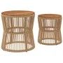 Garten-Beistelltische 2 Stück beige Rattan-Holzoberfläche von , Gartentische - Ref: Foro24-366293, Preis: 158,06 €, Rabatt: %