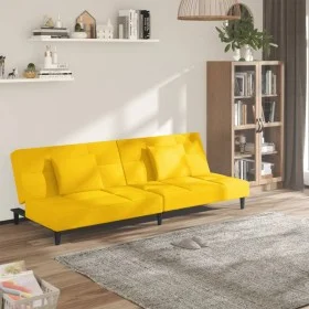 2-Sitzer-Schlafsofa mit zwei gelben Samtkissen von , Sofas - Ref: Foro24-375813, Preis: 242,41 €, Rabatt: %