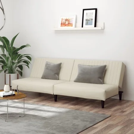 Cream-colored velvet 2-seater sofa bed by , Sofas - Ref: Foro24-375935, Price: 235,94 €, Discount: %