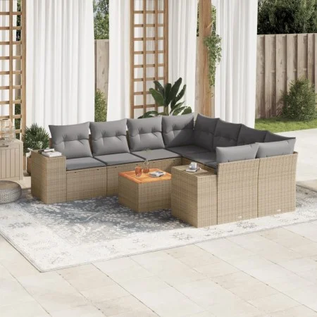 9-piece garden sofa set with beige synthetic rattan cushions by , Garden sets - Ref: Foro24-3225373, Price: 561,95 €, Discoun...