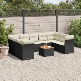 Garden sofa set 10 pieces with black synthetic rattan cushions by , Garden sets - Ref: Foro24-3223802, Price: 571,10 €, Disco...