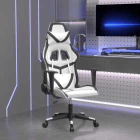 Silla gaming de masaje cuero sintético blanco y negro