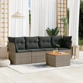 Gartensofa-Set mit 5-teiligen Kissen aus grauem synthetischem Rattan von , Gartensets - Ref: Foro24-3223477, Preis: 274,50 €,...
