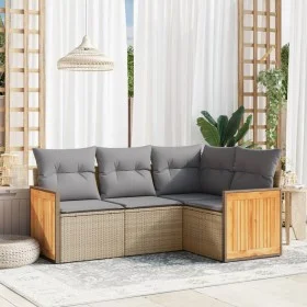 Garden sofa set with cushions 4 pieces beige synthetic rattan by , Garden sets - Ref: Foro24-3260015, Price: 302,77 €, Discou...