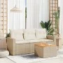 Garden sofa set with cushions 4 pieces beige synthetic rattan by , Garden sets - Ref: Foro24-3223993, Price: 272,64 €, Discou...