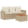 Garden sofa set with cushions 4 pieces beige synthetic rattan by , Garden sets - Ref: Foro24-3223993, Price: 272,64 €, Discou...