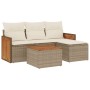 Garden sofa set with cushions 5 pieces beige synthetic rattan by , Garden sets - Ref: Foro24-3259993, Price: 335,96 €, Discou...