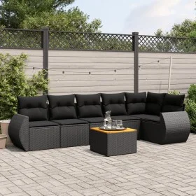7-piece garden dining set and black synthetic rattan cushions by , Garden sets - Ref: Foro24-3257343, Price: 434,58 €, Discou...