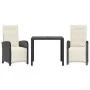 Table and chairs with cushions 3 pieces black synthetic rattan by , Garden sets - Ref: Foro24-3212450, Price: 369,84 €, Disco...