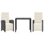 Tisch und Stühle mit Kissen, 3 Stück, schwarzes synthetisches Rattan von , Gartensets - Ref: Foro24-3212450, Preis: 378,11 €,...