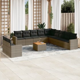 12-teiliges Gartensofa-Set mit grauen synthetischen Rattankissen von , Gartensets - Ref: Foro24-3224205, Preis: 745,03 €, Rab...