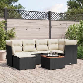7-piece garden dining set and black synthetic rattan cushions by , Garden sets - Ref: Foro24-3223746, Price: 377,06 €, Discou...