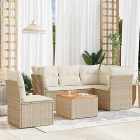 Garden sofa set with cushions 6 pieces beige synthetic rattan by , Garden sets - Ref: Foro24-3223643, Price: 411,88 €, Discou...