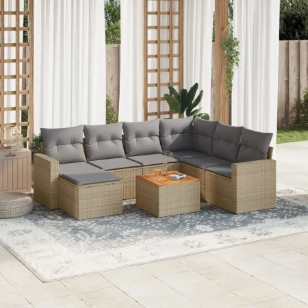 Garden sofa set with beige cushions 8 pcs PE rattan by , Modular outdoor sofas - Ref: Foro24-3224239, Price: 472,96 €, Discou...