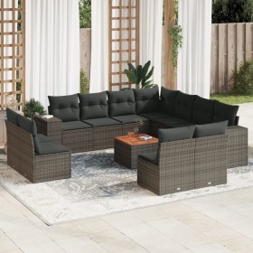 Set de sofás de jardín 12 pzas con cojines ratán sintético gris de , Conjuntos de jardín - Ref: Foro24-3225507, Precio: 696,7...