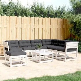 Set muebles jardín 7 pzas con cojines madera maciza pino blanco de , Conjuntos de jardín - Ref: Foro24-3216931, Precio: 833,4...
