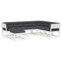 Set muebles jardín 7 pzas con cojines madera maciza pino blanco de , Conjuntos de jardín - Ref: Foro24-3216931, Precio: 691,91 €
