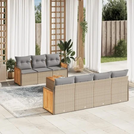 Garden sofa set with beige cushions 8 pcs PE rattan by , Garden sets - Ref: Foro24-3259889, Price: 539,22 €, Discount: %