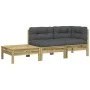 Garden sofa with footrest cushions in impregnated pine wood by , Modular outdoor sofas - Ref: Foro24-838188, Price: 204,68 €,...