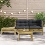 Garden sofa with footrest cushions in impregnated pine wood by , Modular outdoor sofas - Ref: Foro24-838188, Price: 212,75 €,...