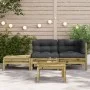 Garden sofa with footrest cushions in impregnated pine wood by , Modular outdoor sofas - Ref: Foro24-838188, Price: 204,68 €,...