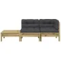 Garden sofa with footrest cushions in impregnated pine wood by , Modular outdoor sofas - Ref: Foro24-838188, Price: 204,68 €,...