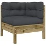 Garden sofa with footrest cushions in impregnated pine wood by , Modular outdoor sofas - Ref: Foro24-838188, Price: 204,68 €,...