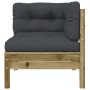 Garden sofa with footrest cushions in impregnated pine wood by , Modular outdoor sofas - Ref: Foro24-838188, Price: 212,75 €,...