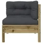 Garden sofa with footrest cushions in impregnated pine wood by , Modular outdoor sofas - Ref: Foro24-838188, Price: 204,68 €,...
