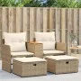 2 seater garden sofa with awning and beige PE rattan stools by , Outdoor sofas - Ref: Foro24-365805, Price: 308,95 €, Discoun...