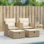 2 seater garden sofa with awning and beige PE rattan stools by , Outdoor sofas - Ref: Foro24-365805, Price: 308,95 €, Discoun...