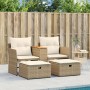 2-Sitzer-Gartensofa mit Markise und beigefarbenen PE-Rattanhockern von , Outdoor-Sofas - Ref: Foro24-365805, Preis: 258,64 €,...
