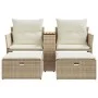 2 seater garden sofa with awning and beige PE rattan stools by , Outdoor sofas - Ref: Foro24-365805, Price: 308,95 €, Discoun...