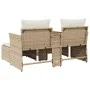 2 seater garden sofa with awning and beige PE rattan stools by , Outdoor sofas - Ref: Foro24-365805, Price: 308,95 €, Discoun...