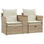 2 seater garden sofa with awning and beige PE rattan stools by , Outdoor sofas - Ref: Foro24-365805, Price: 308,95 €, Discoun...