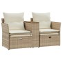 2-Sitzer-Gartensofa mit Markise und beigefarbenen PE-Rattanhockern von , Outdoor-Sofas - Ref: Foro24-365805, Preis: 258,64 €,...