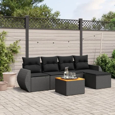 6-piece garden sofa set and black synthetic rattan cushions by , Garden sets - Ref: Foro24-3257308, Price: 368,66 €, Discount: %
