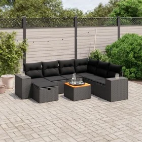 8-teiliges Gartensofa-Set und schwarze synthetische Rattankissen von , Gartensets - Ref: Foro24-3265185, Preis: 554,05 €, Rab...