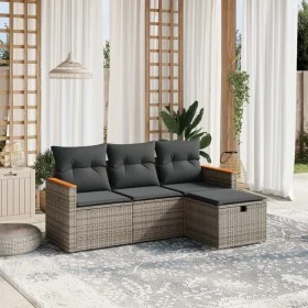 4-piece garden sofa set and gray synthetic rattan cushions by , Garden sets - Ref: Foro24-3265274, Price: 237,11 €, Discount: %