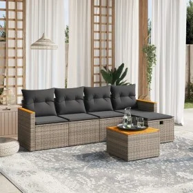 6-piece garden furniture set and gray synthetic rattan cushions by , Garden sets - Ref: Foro24-3265295, Price: 322,49 €, Disc...