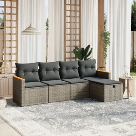 Juego de sofás jardín con cojines 5 pzas ratán sintético gris by , Garden sets - Ref: Foro24-3265288, Price: 283,41 €, Discou...