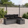 Gartensitzgruppe 4-teilig mit schwarzen Polstern aus synthetischem Rattan von , Gartensets - Ref: Foro24-3265269, Preis: 255,...