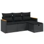 Juego de sofás jardín 4 pzas con cojines ratán sintético negro by , Garden sets - Ref: Foro24-3265269, Price: 255,27 €, Disco...