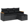 Juego de sofás jardín 4 pzas con cojines ratán sintético negro by , Garden sets - Ref: Foro24-3265269, Price: 255,23 €, Disco...