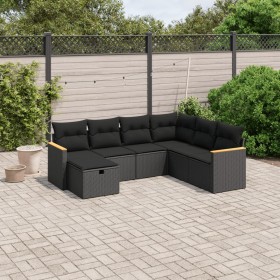7-piece garden dining set and black synthetic rattan cushions by , Garden sets - Ref: Foro24-3265325, Price: 446,91 €, Discou...