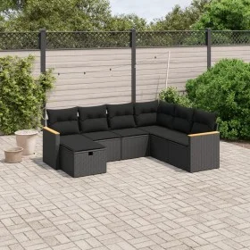 7-piece garden dining set and black synthetic rattan cushions by , Garden sets - Ref: Foro24-3265325, Price: 458,03 €, Discou...
