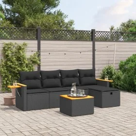6-piece garden sofa set and black synthetic rattan cushions by , Garden sets - Ref: Foro24-3265507, Price: 370,96 €, Discount: %