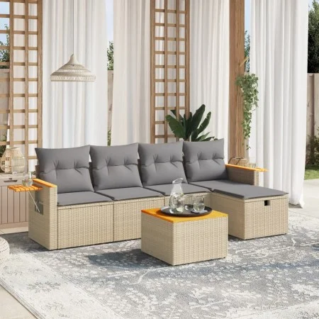 Garden sofa set with beige cushions mix 6 pieces PE rattan by , Garden sets - Ref: Foro24-3265511, Price: 361,52 €, Discount: %